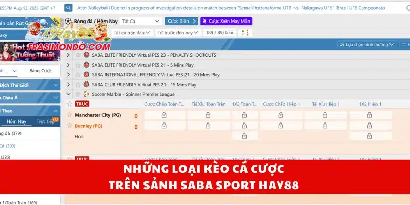 Những loại kèo cá cược trên sảnh Saba Sport Hay88